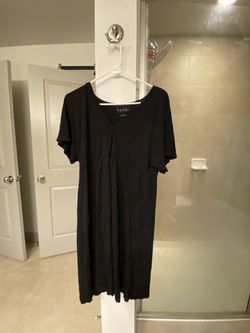 Nicole Miller New York Womens Short Sleeve V Neck Black Midi Dress Size Large