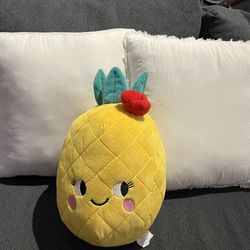 Pineapple Soft Plushy Plushie With Flower Smiley Face Eyelashes Rosie Cheeks 