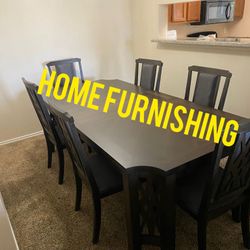 Furniture, Dining Table With Six Chair