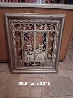 Decorative Wall Mirror with Ornate Metal Frame