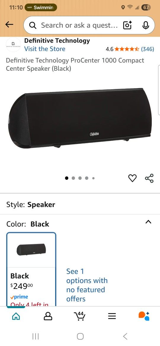 Definitive Technology ProCenter 1000 Center Speaker - Black Tested