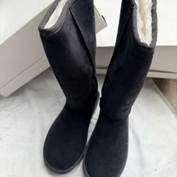Womens Winter Boots Black Round 
