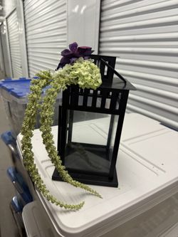 Black Lanterns With Faux Flowers