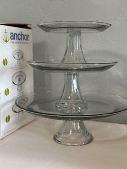 Anchor Hocking 3-Piece Glass Tiered Dessert Stand / Platter Set Price: $45.00