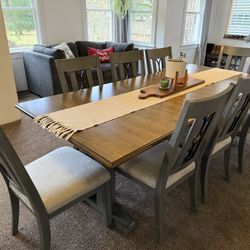 Elegant Solid Wood Dining Table + 8 Chairs – Seats 12! Local Delivery Available.