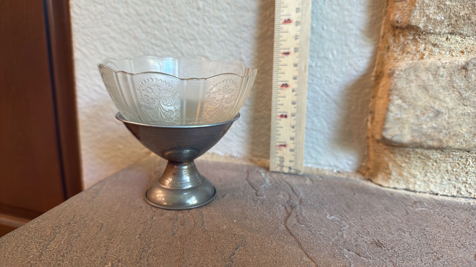 Vintage Lot Of 3 Inch Glass Dessert Cups With Metal Bases