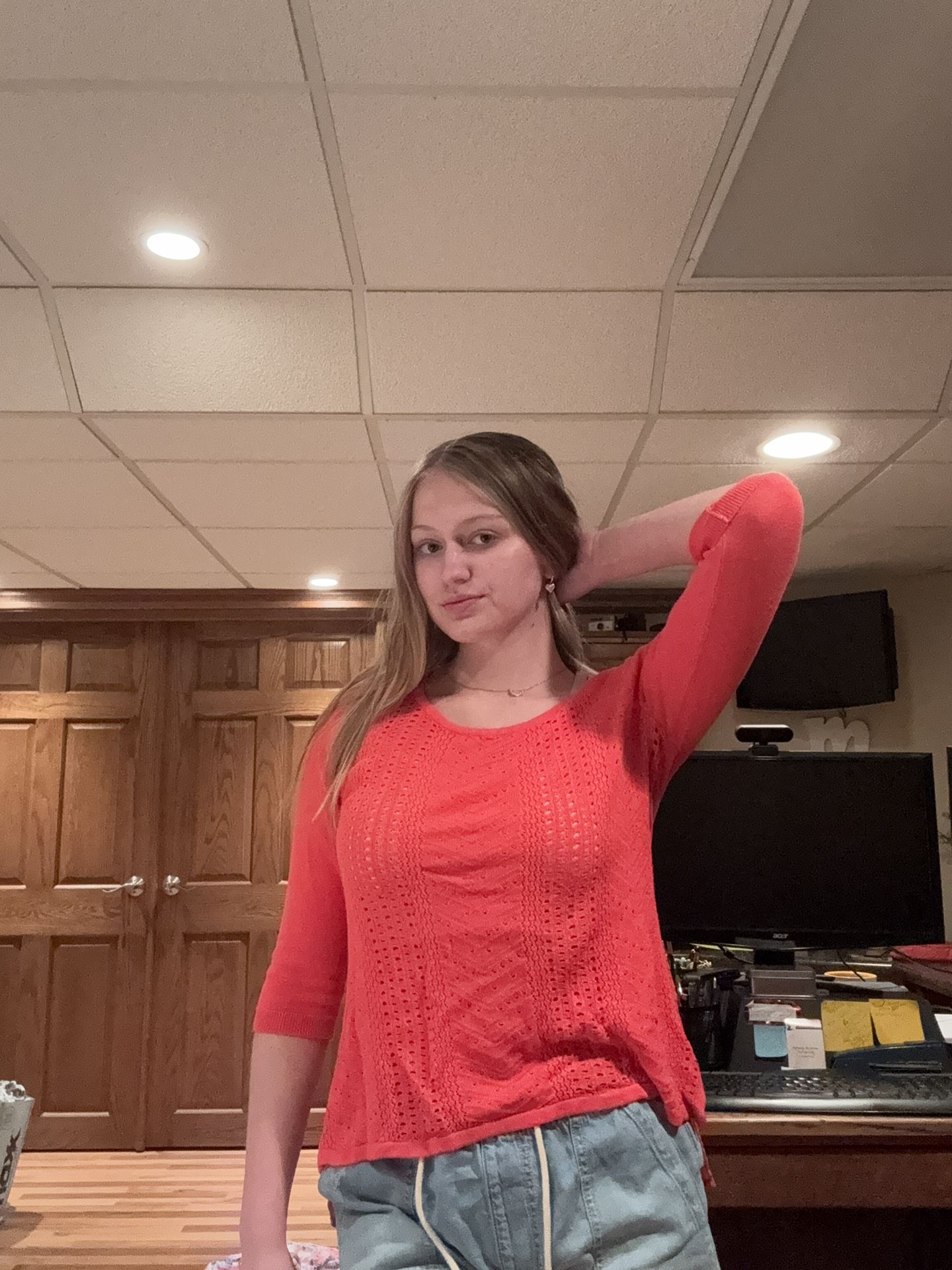 Red Long Sleeve Shirt With Longer Back
