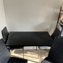Black Glass Table N Chairs