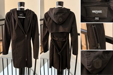 Mackage Black Hooded Trench Coat / Jacket – Women’s XS