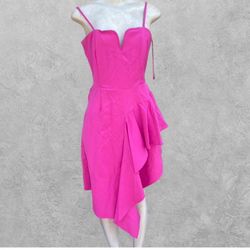Pink Ruffled Open Back Dress 