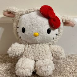 WHITE HELLO KITTY LAMB SUIT COSTUME 5" RARE RED BOW 1976, 2009