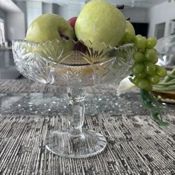 Real Crystal Pedestal Bowl Platter 