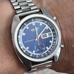 1970 Seiko Automatic Chronograph 6139-6019 Blue Bruce Lee In Great Original Condition Works Perfectly Beautiful Blue Dial!