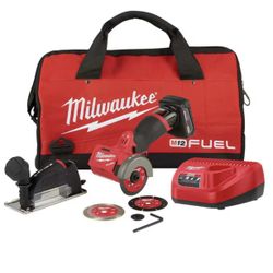 M12 FUEL 12V 3 in. Lithium-Ion Brushless Cordless Cut Off Saw Kit with One 4.0 Ah Battery Charger and Bag