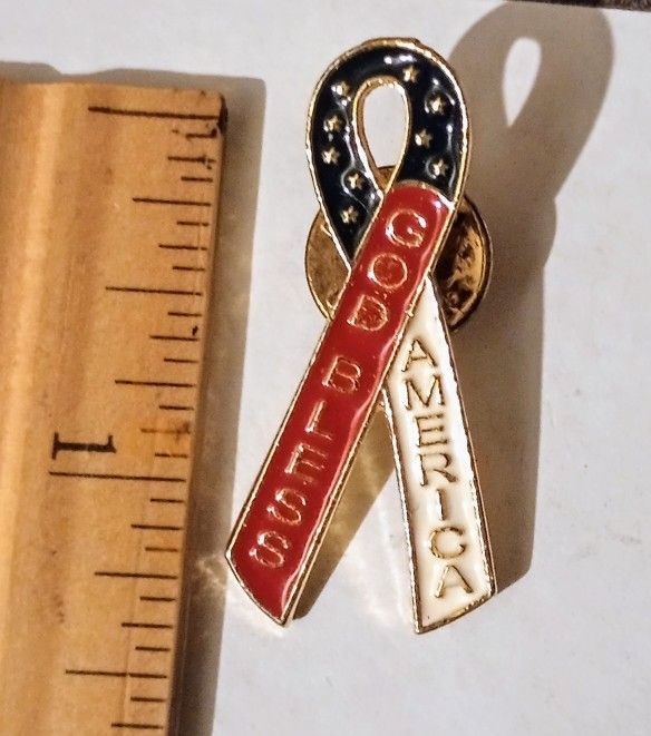 God Bless America Ribbon Patriotic Collectible Lapel Pin A-1