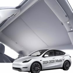 VION Roof Sunshade for Tesla Model Y 2024–2020, Interior Gray Full blackout; dual-layer fabric with graphene-enhanced UV coating helps keep the cabin