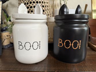 Magenta  Ceramic Halloween Canister 