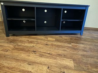 Black Wood TV Stand with Open Shelves