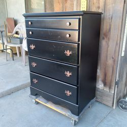 Black Dresser W/Copper Handles By Carolina Furniture
