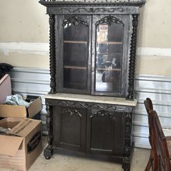 Late 20th Century British Colonial Carved China Cabinet