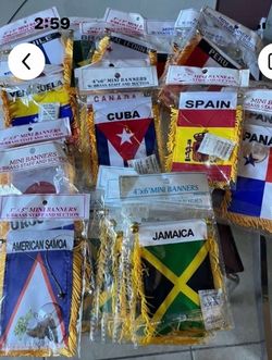 Mini Country Flag Banners with Brass Staff Lot ONLY. $5 each  🎈