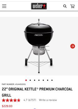 Original Kettle Premium Charcoal Grill in Black with Built-In Thermometer with Premium Grill Cover