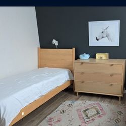 Solid Wood Twin XL Bed (With Mattress)