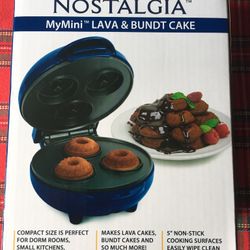 Blue Mini Lava And Bundt Cake Maker. New In Unopened Box