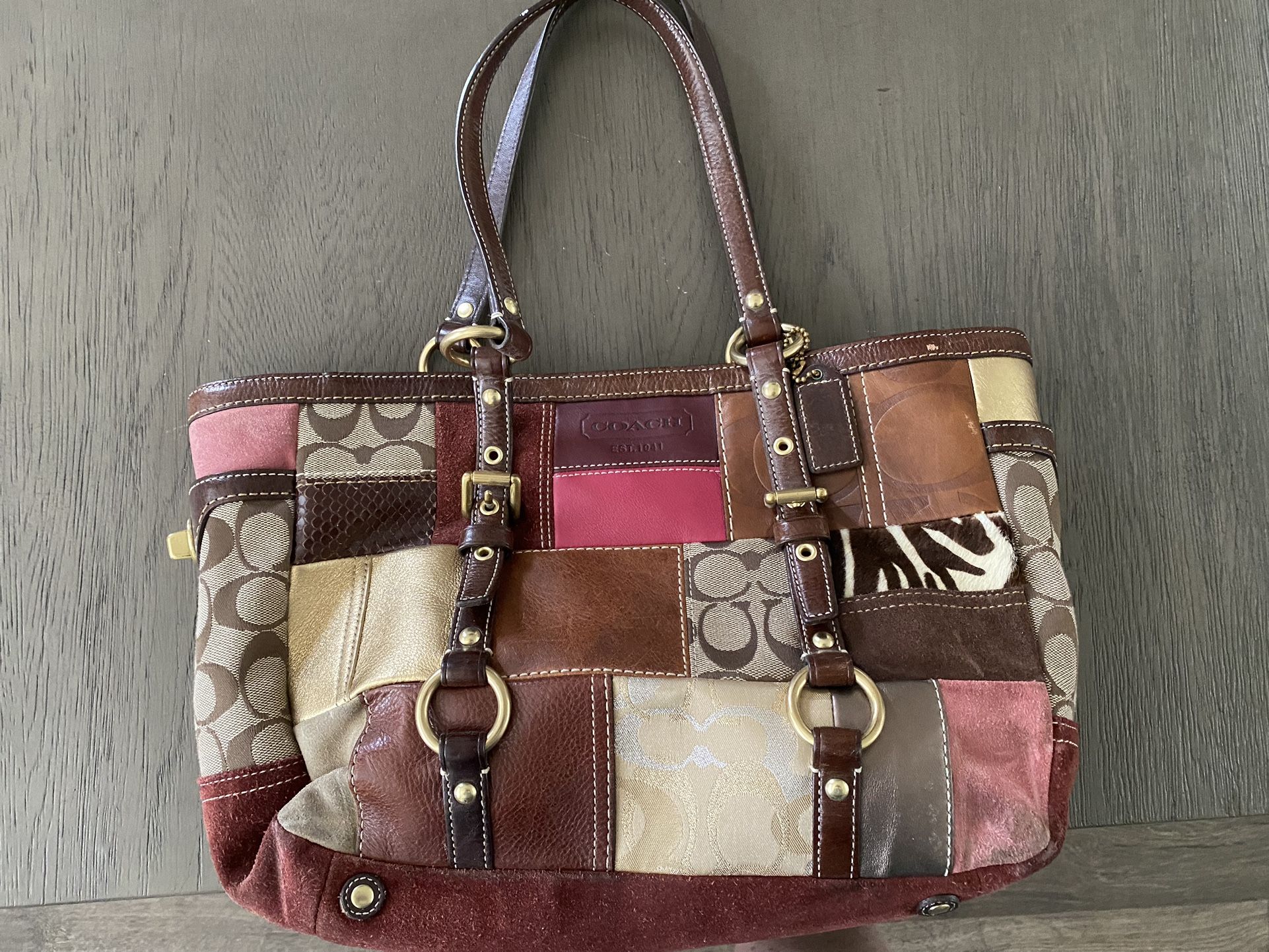 Vintage Y2K Holiday Coach Patchwork Purse