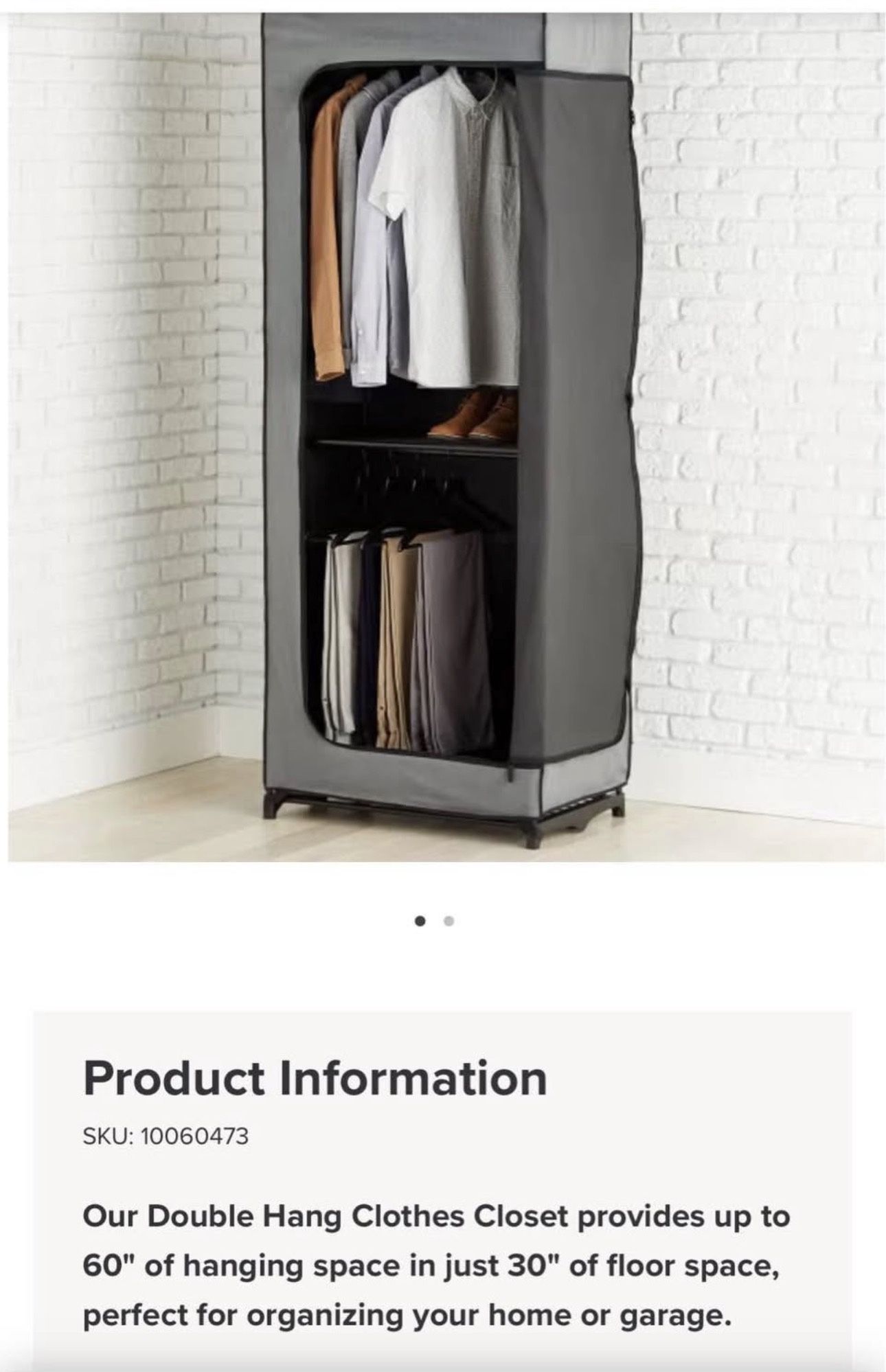 Double Zip Up Hanging Closet