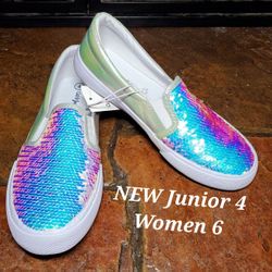 NEW Cat & Jack Colorful Mermaid slip on Junior 4/ Women 6
