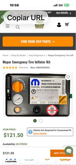 Emergency flat tire inflator kit