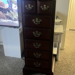 Vintage-Style Tall Mahogany Lingerie Chest / Jewelry Armoire