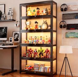Display Cabinet with Acrylic Glass Doors 5-Tier Curio Cabinet - Collectibles Toy Organizers Rack & D