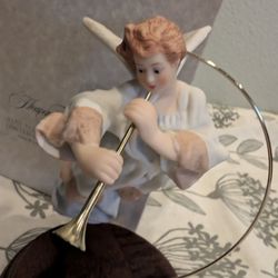 Hallmark 1984 Classical Angel Porcelain Hanging Angel with Wood Platform.
