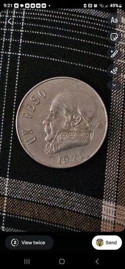 1971 Mexican 1 peso silver coin with eagle, snake and cactus design