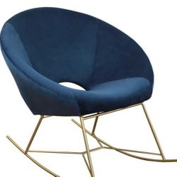 Blue Modern Velvet Upholstered Rocking Papasan Chair