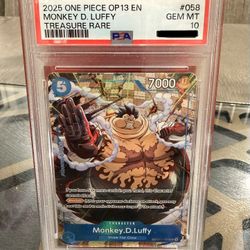 One Piece Monkey D Luffy OP13 Treasure Rare PSA 10