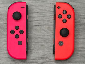 Nintendo Switch Joy-Con Controller Pair Neon Red Pink HAC-015 HAC-016 (A1D029881)