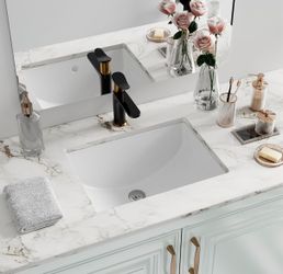 Undermount Bathroom Sink Rectangle 18x14in White Fireclay