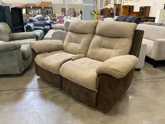 Shades of Brown Plush Double Recliner Loveseat