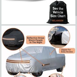 Thicken Car Cover Waterproof All Weather -Full Exterior Covers for Outdoor- Rain Snow Sun Uv Hail Protection -with Driver Door Zipper- for Pickup SUV 