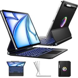 Wenlaty for iPad Air 11 Inch Case with Keyboard M2, 2024, Magic Keyboard for iPad Pro 11 4th/3rd/2nd/1st Gen with Pen Holder, for iPad Air 10.9 Inch 5