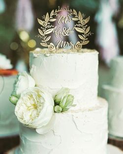 Mr. & Mrs. Wedding/Engagement Cake Topper - Gold or Silver Painted