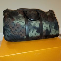 Louis Vuitton Keepall Bandouliere 50 Green Camouflage Black Nylon Weekend/Travel Bag