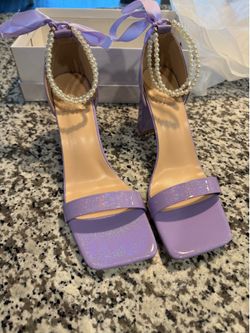 Lavender Pearl Block Heels