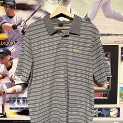 Oakley Men’s Golf Gray Striped Polo Shirt Size XL