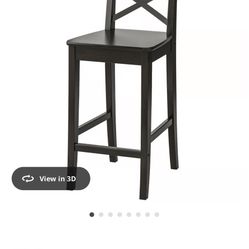 IKEA Ingolf Barstool With Backrest Black