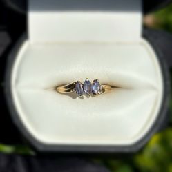 Jewelry 10k solid yellow gold purpurite stones 0.40CTW ring size 6.00