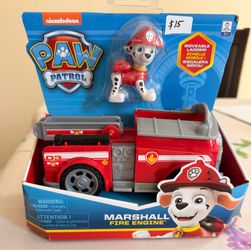 Paw Patrol Marshall Fire Engine With Collectible Figure, Brand New, Ages 3+